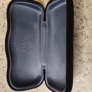 Gucci Black Velvet Eyeglass Case | Hard Shell | Light Blue Interior